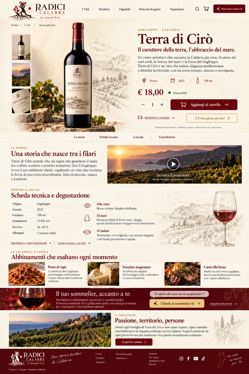 Illustrazione decorativa: calice e vigneto